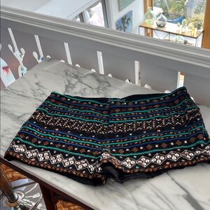 Lucky Brand Black Multicolor embroidered Shorts